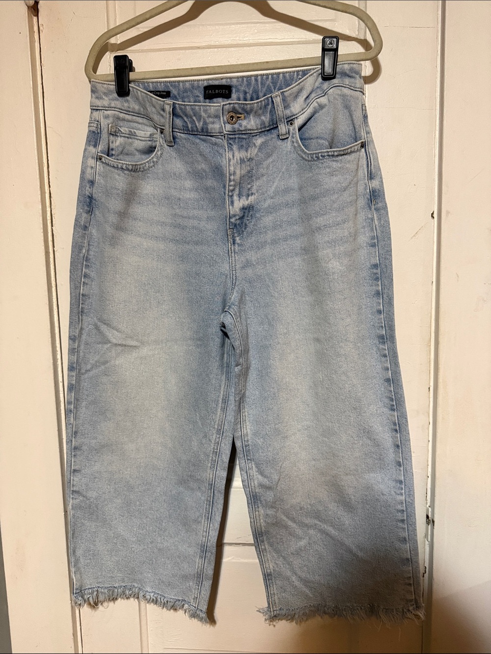 Talbots Light Blue Cropped Wide-Leg Jeans with Raw Hem